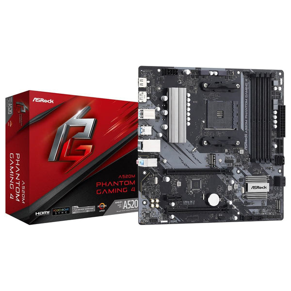 Asrock a520m phantom gaming 4 90-mxbek0-a0uayz amd a520 micro atx sata ddr4 2400 mhz